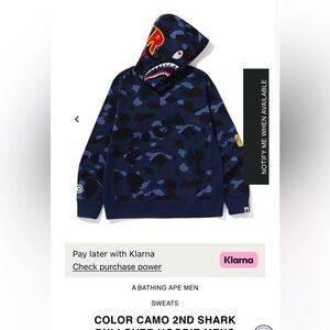 A Bathing Ape Men Blue Camo Zip-Up Sweater
